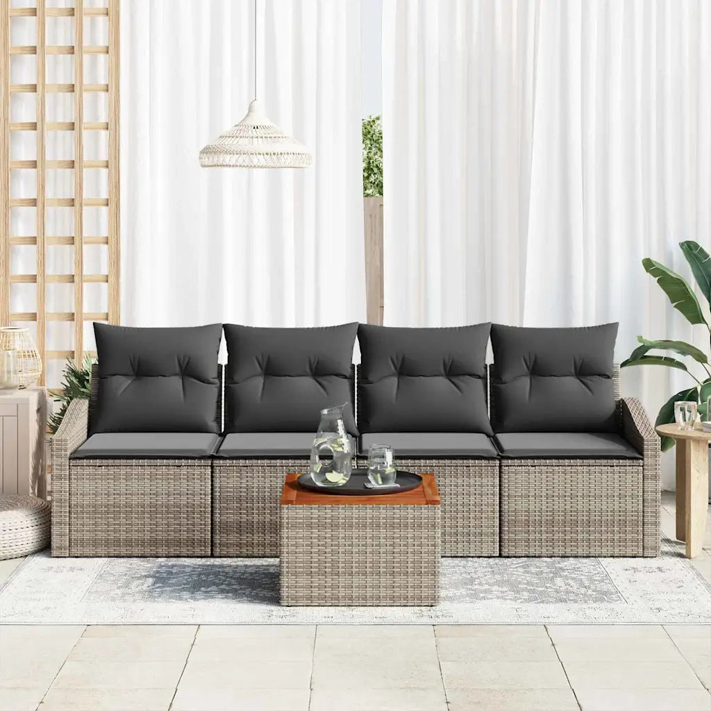 Set Divano da Giardino 5 pcs Grigio polyrattan 3356431