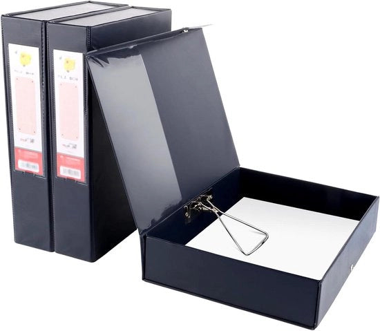 Archivio A4 per ufficio e scuola - 3 cassetti in legno nero con chiusura a vite e coperchio