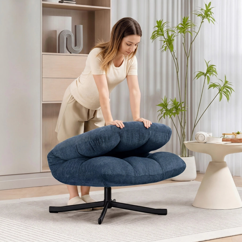 Sedia Girevole Moderna ¨C Minimal ¨C Blu Scuro Tessuto