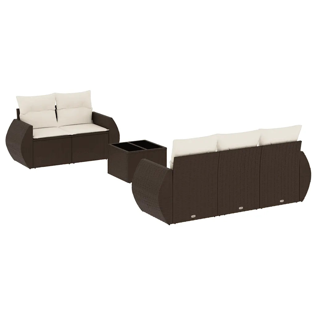 Set Divano da Giardino 6 pz con Cuscini Marrone in Polyrattan 3221102