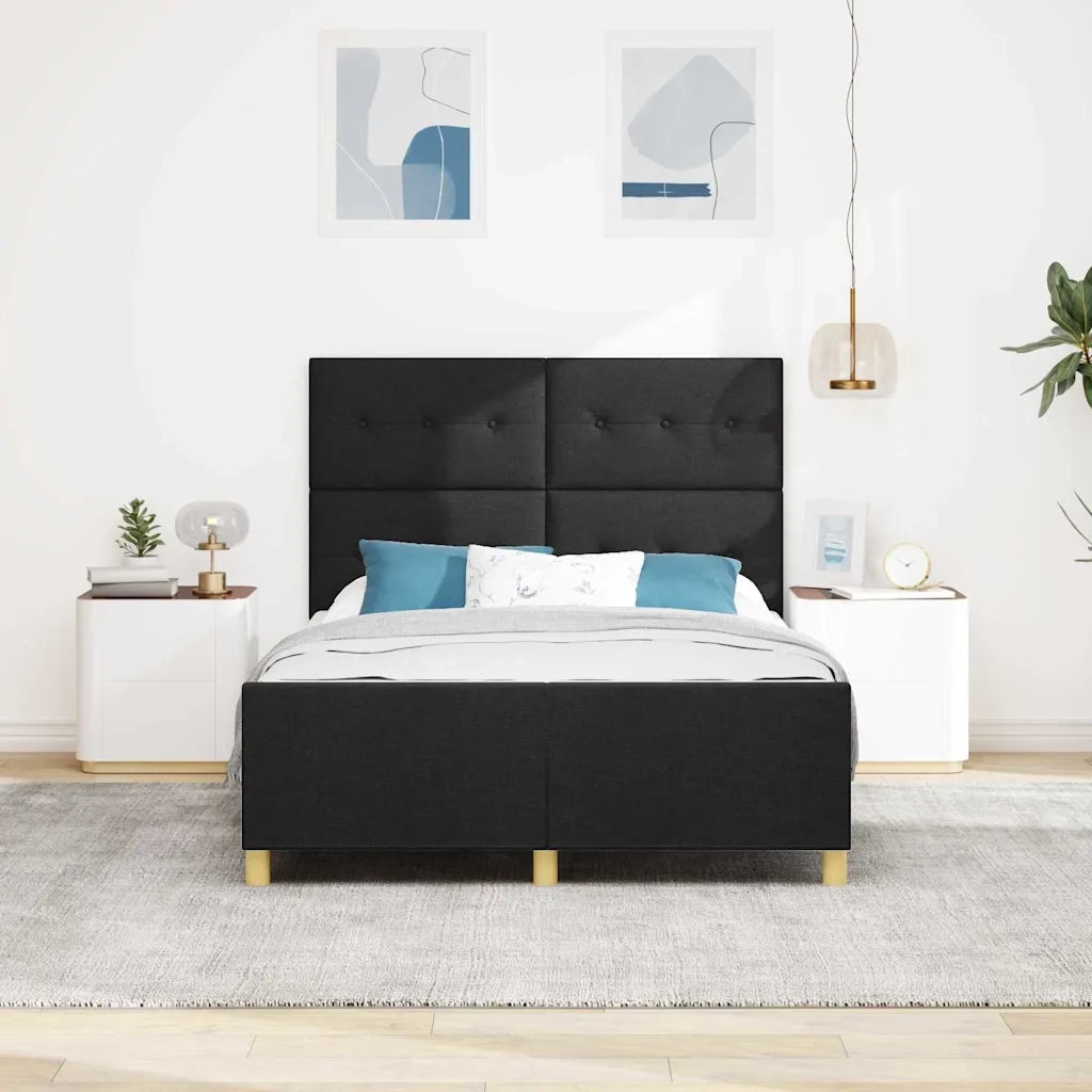 Struttura del letto con testiera Nero 140 x 190 cm Tessuto