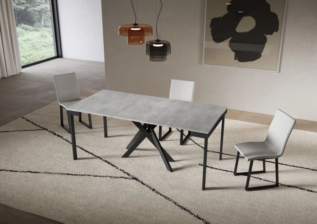 Consolle allungabile 90x40/300 cm Sakuro Evolution Cemento gambe antracite