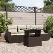 Set Divano da Giardino 5 pz con Cuscini Marrone in Polyrattan 3268363