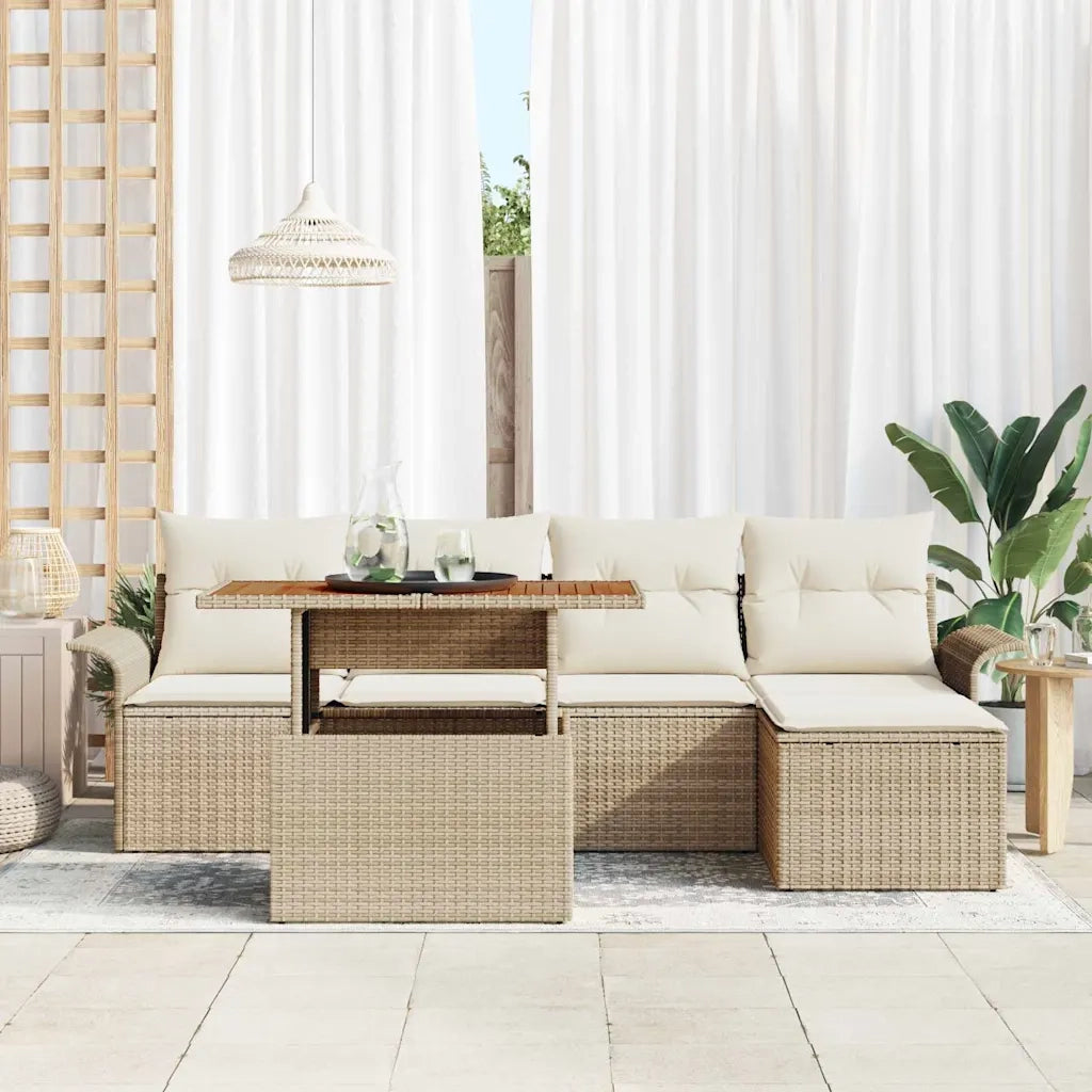 Set Divano da Giardino con cuscino 6 pcs beige e panna 3349322