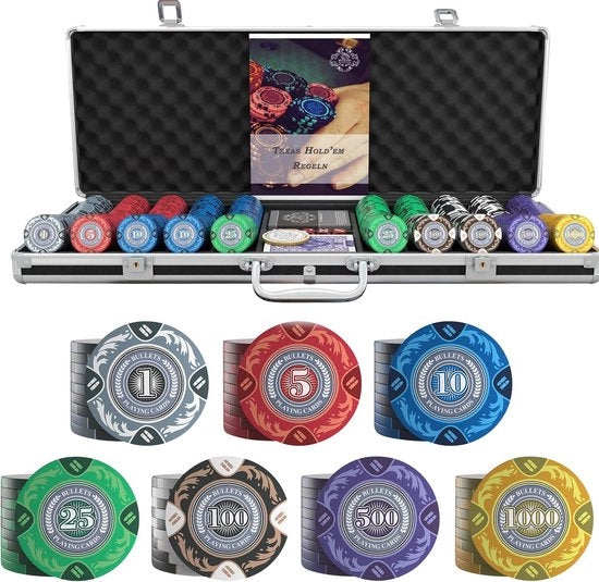 Set di Poker con Scatola e Fiches da Poker