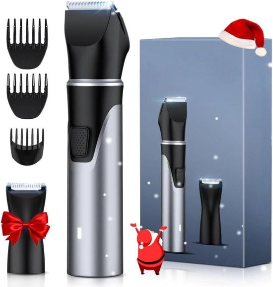 Groomer per corpo - Testine intercambiabili, USB - Ricaricabile, Imbottito contro l'acqua - Utilizzabile bagnato/secchio - Acciaio inox