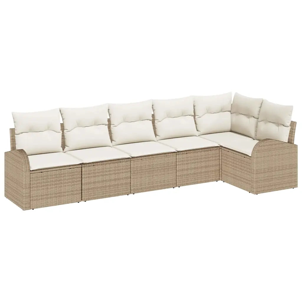 Set Divano da Giardino 6 pcs Beige e Bianco polyrattan