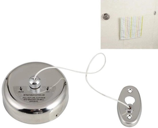 Corrimano Uittrekbare 2,8 m - Fila Nylon - Acciaio Inossidabile 304 - Idoneo per Bagno/Terrazza - Facile da Installare - 3 kg di Capacità di Carico - Supporto per Corrimano