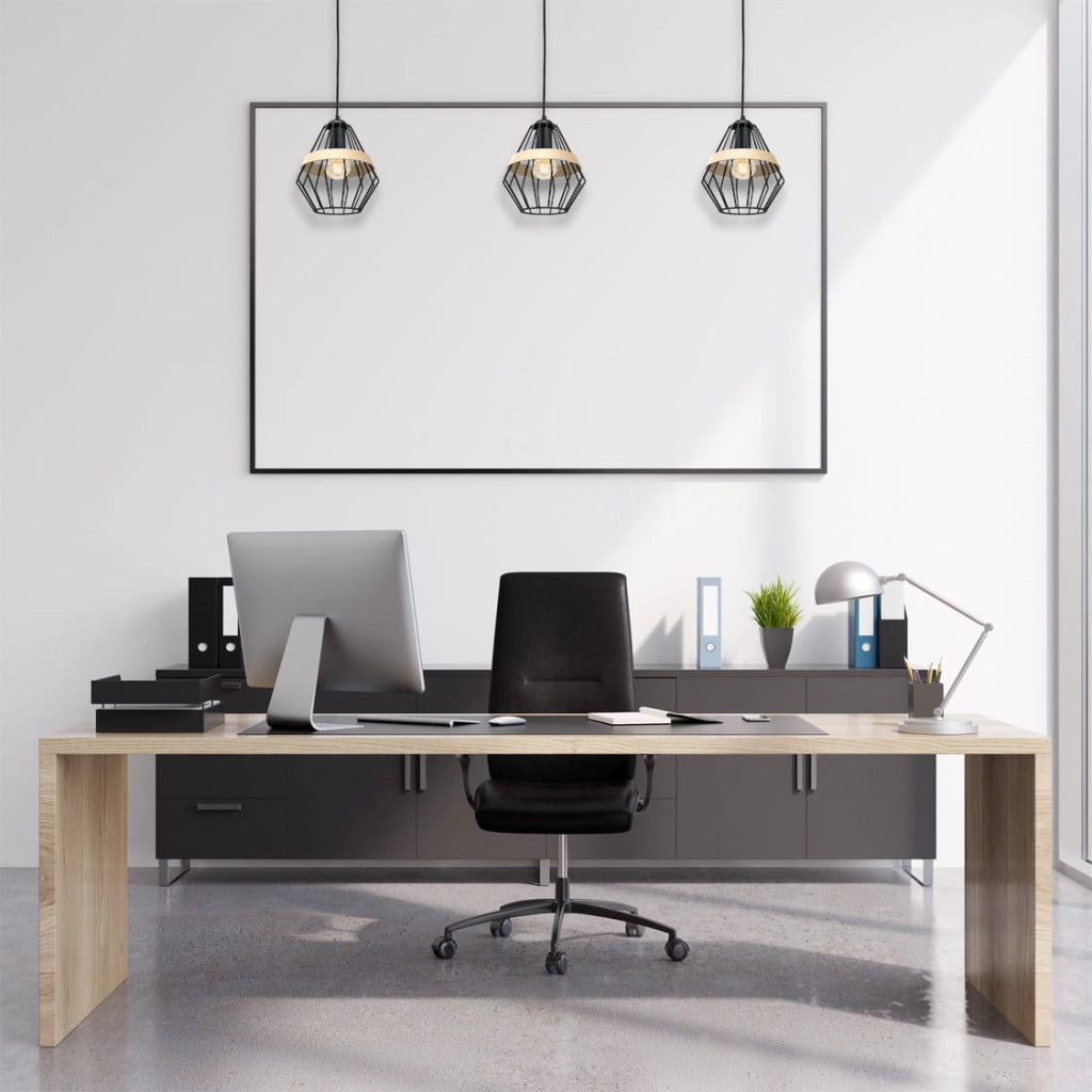 Lampada a sospensione Milagro Cliff E27 1 luce nero legno