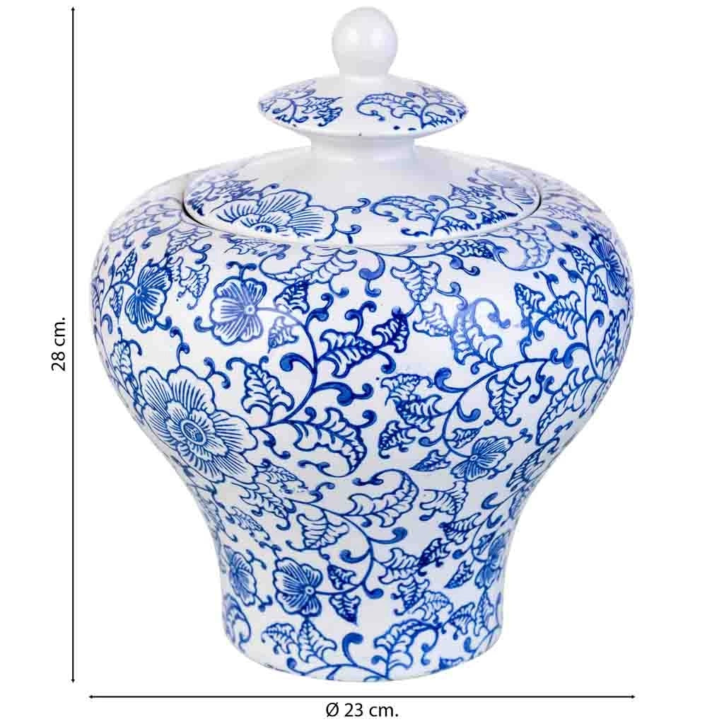 Vaso in ceramica bianca e blu, D23x28h cm