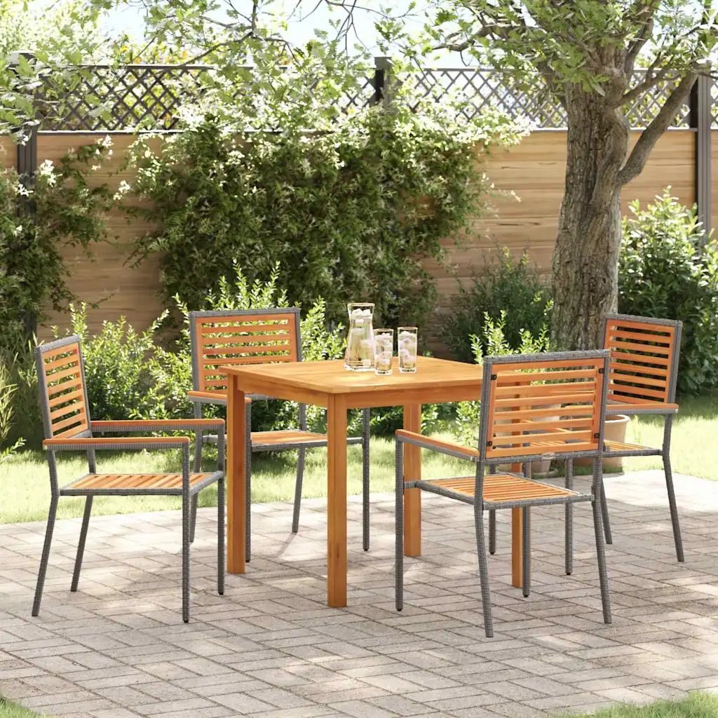 Set da Pranzo per Giardino 5 pcs Grigio