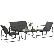 Set divano giardino 4 pezzi con divano, poltrona e tavolo ¨C Xylo ¨C grigio scuro e nero