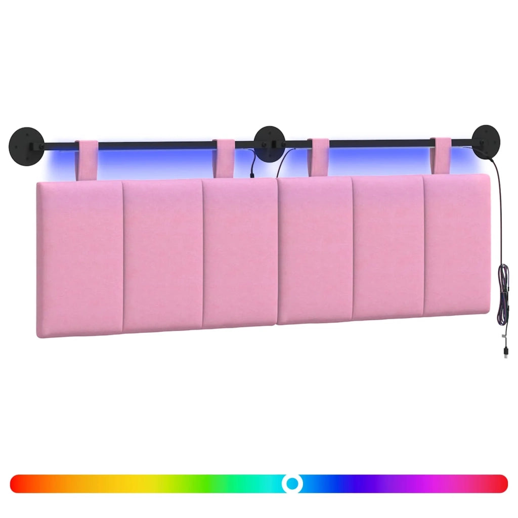 Testiera | Testata sospesa Con luce LED Rosa Tessuto