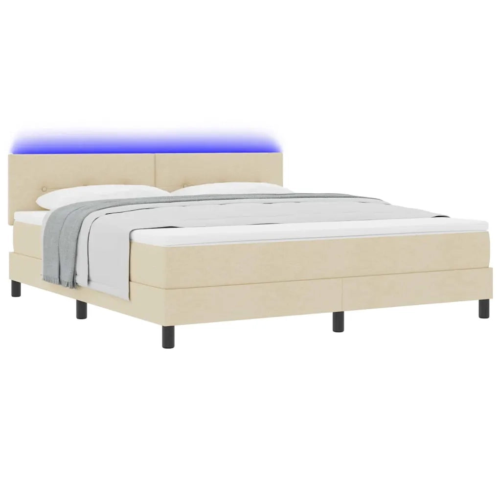 Letto a molle con materasso con led Crema 180 x 200 cm Tessuto