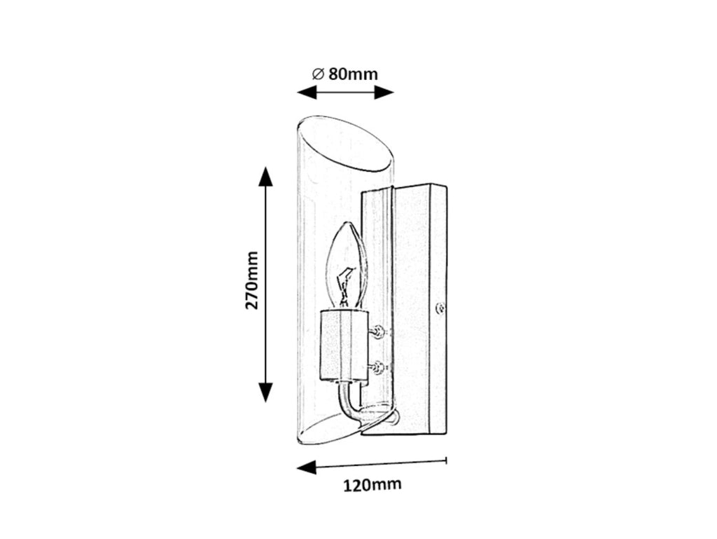 Applique bagno nera vetro E14 12W IP44 Teodoro Rabalux