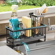 Organizzatore per utensili in acciaio inossidabile con scarico rimovibile e appoggio per spazzola - nero