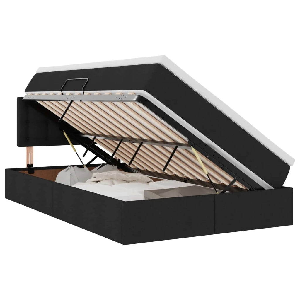 Letto con contenitore e materasso Nero 120 x 200 cm
