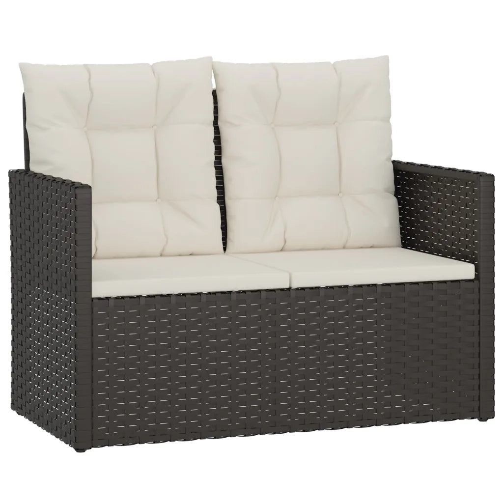 Panca da Giardino con Cuscini Nera 105 cm in Polyrattan 362318