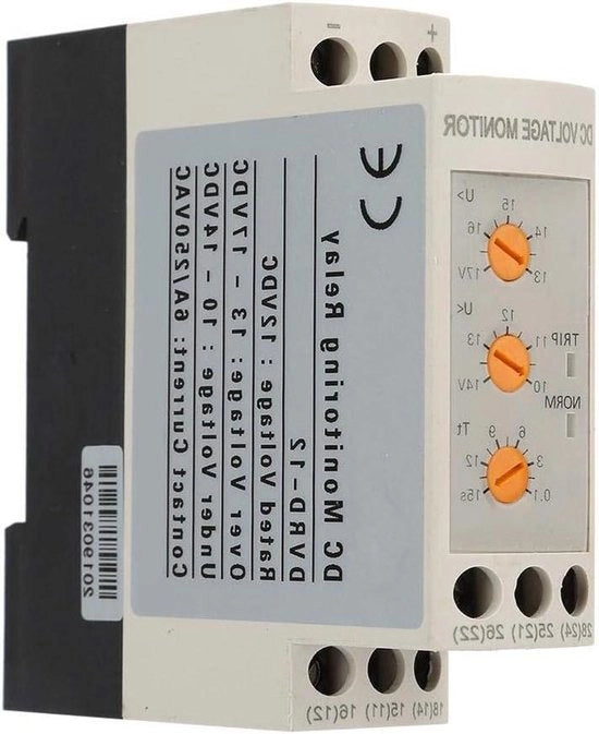 Relè di Monitoraggio di Tensione per Sistemi DC 12V, 24V, 36V e 48V con Protezione da Soprasvolta e Sottosvolta - Adatto per 35 MM Profilo di Guaina