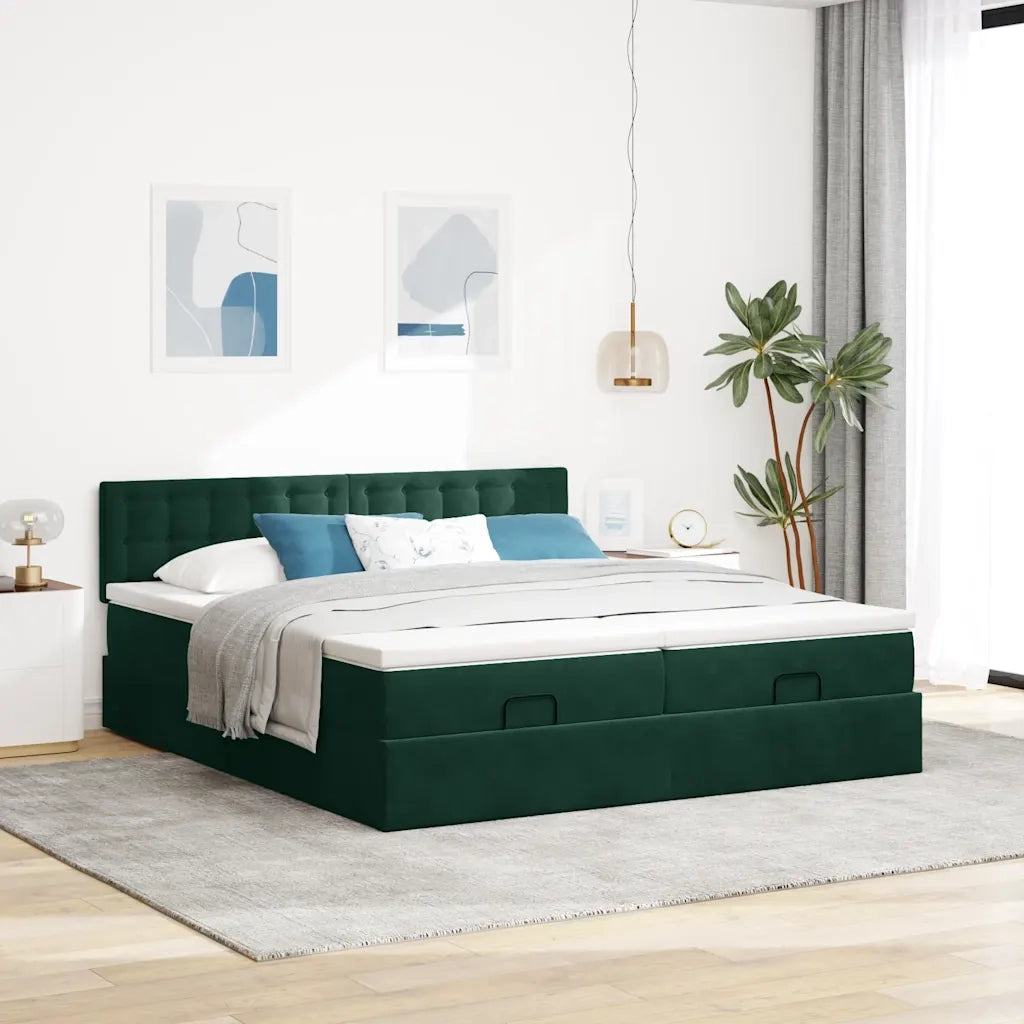 Struttura Letto Pouf con Materassi 200x200 cm Velluto 3312968
