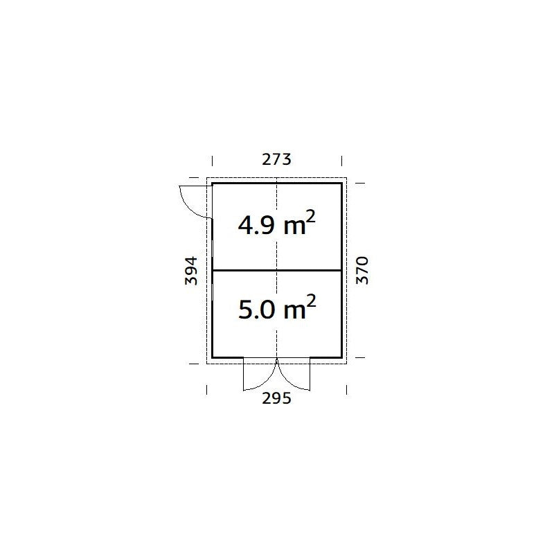 Casetta da giardino in legno 273x370 cm con doppia porta e porta laterale 16 mm - Esterni da Vivere