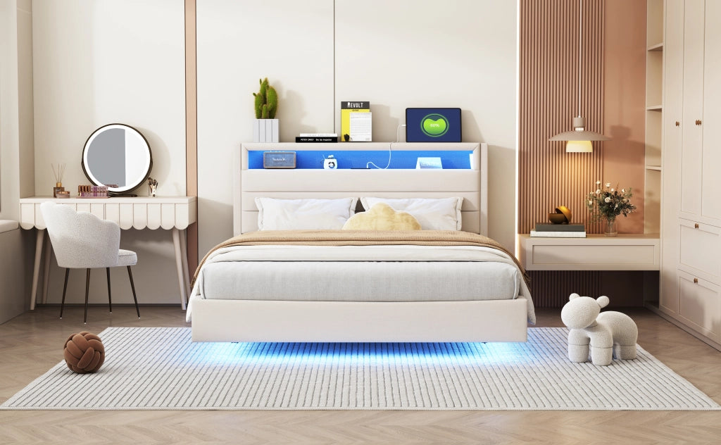 letto imbottito lino beige 140 x 200 cm