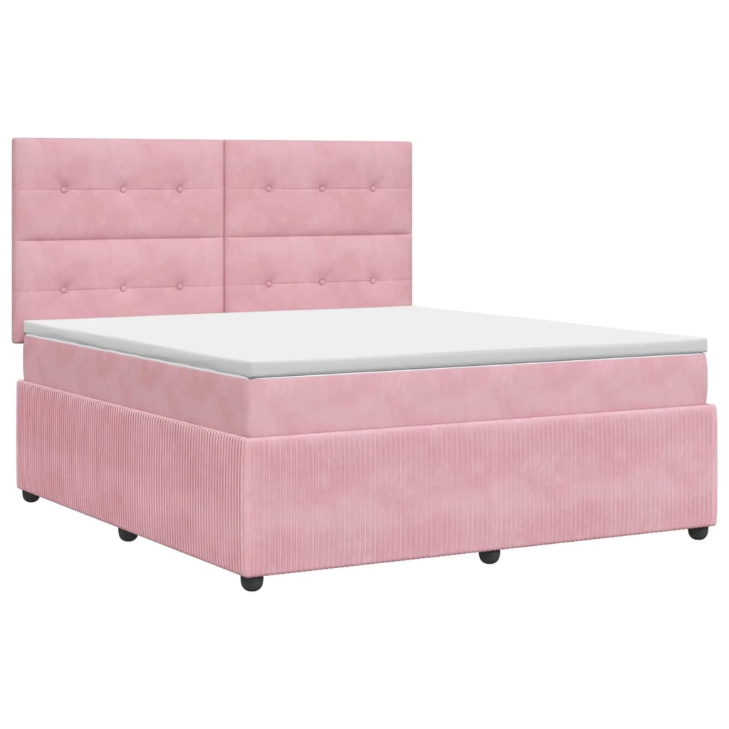 Letto box spring con materasso Rosa 140 x 200 cm Velluto 3454624