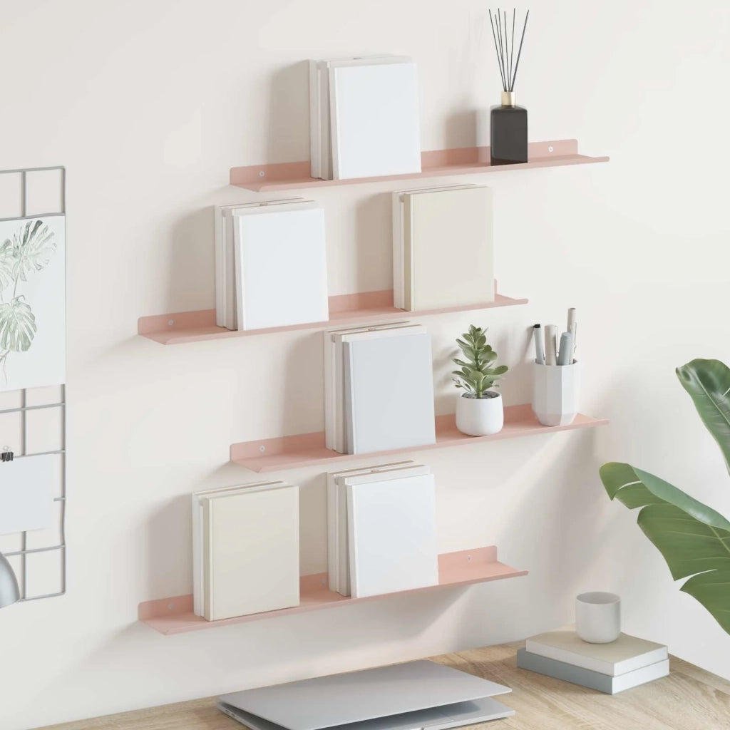 Mensola sospesa 4 pcs Rosa 60 x 8,5 x 2,5 cm Acciaio 8003963