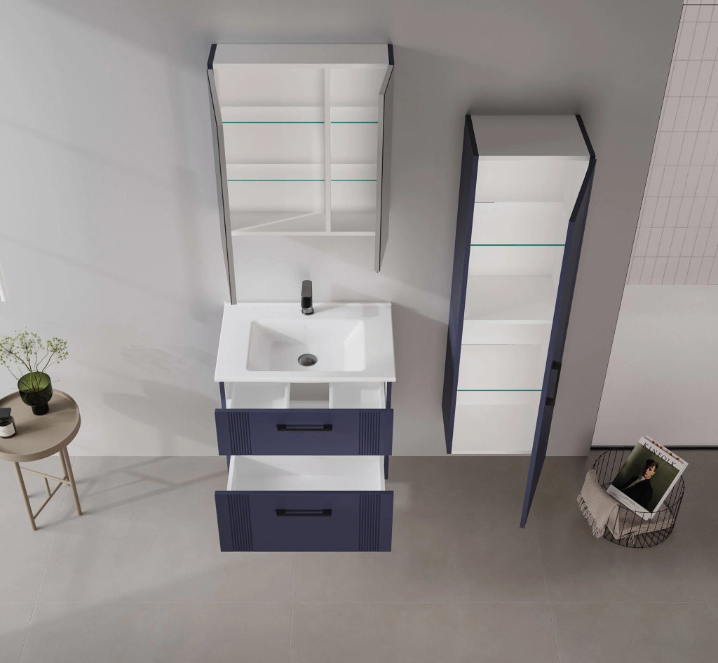 Mobile da bagno "Bari 40" - 40 x 32 x 138 cm - Blu navy opaco