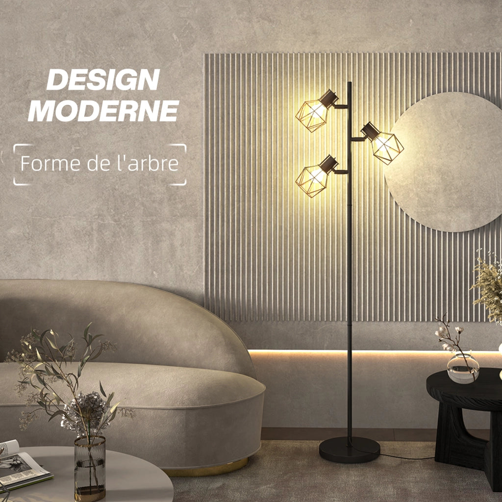 Lampada da terra a 3 luci ¨C Minimal ¨C nero 41x28x169 cm