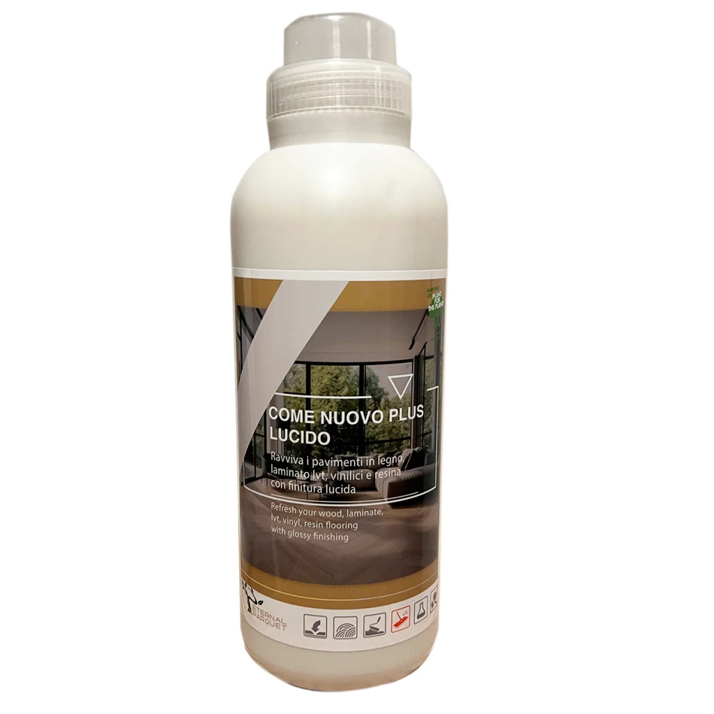 il #n1 - COME NUOVO lucido o opaco - rigenerante NATURALE per PARQUET, spc, laminati, resine e gress "ELIMINA GRAFFI e crea un film protettivo" Di Eternal Parquet - flacone da 1 litro lucido