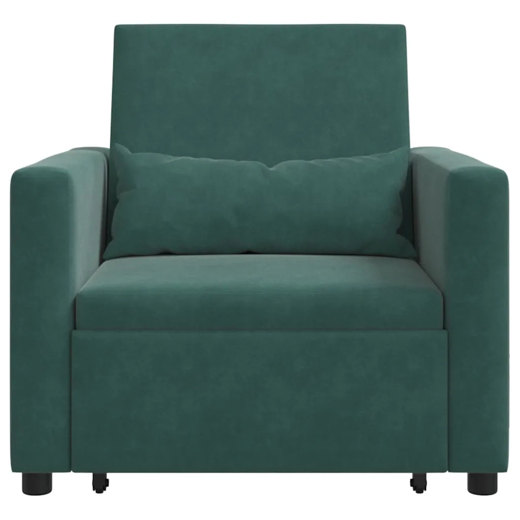 Divano letto estraibile singolo con ruote Verde scuro Velluto 42002699