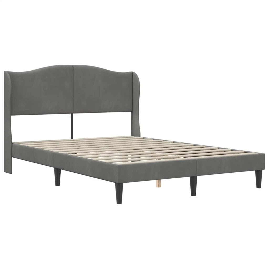 Struttura del letto-Giroletto Grigio Scuro 140 x 200 cm Velluto 399530