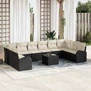 Set di divani con cuscino 11 pcs Nero Polyrattan