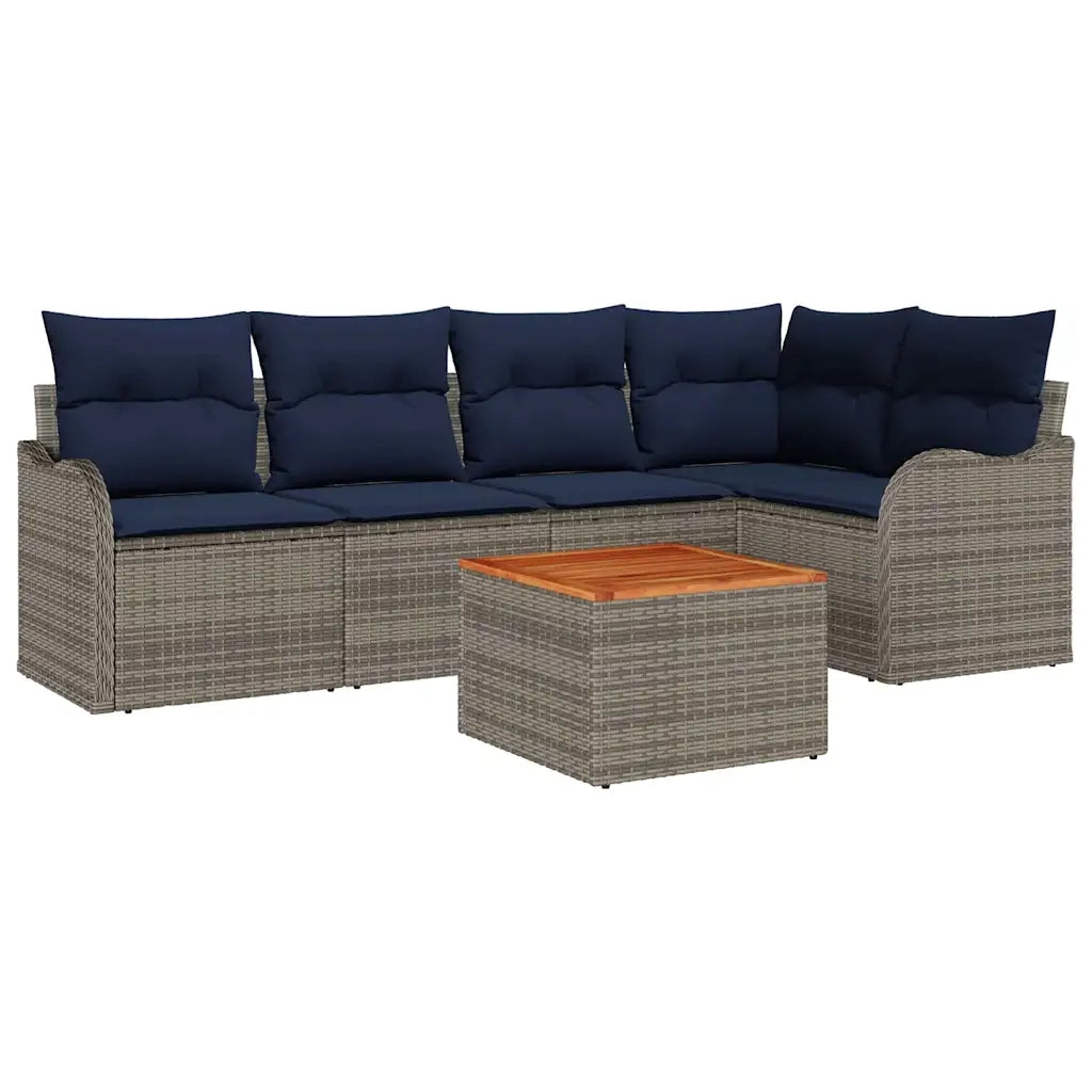 Set Divano da Giardino 6 pz Grigio polyrattan 3347458
