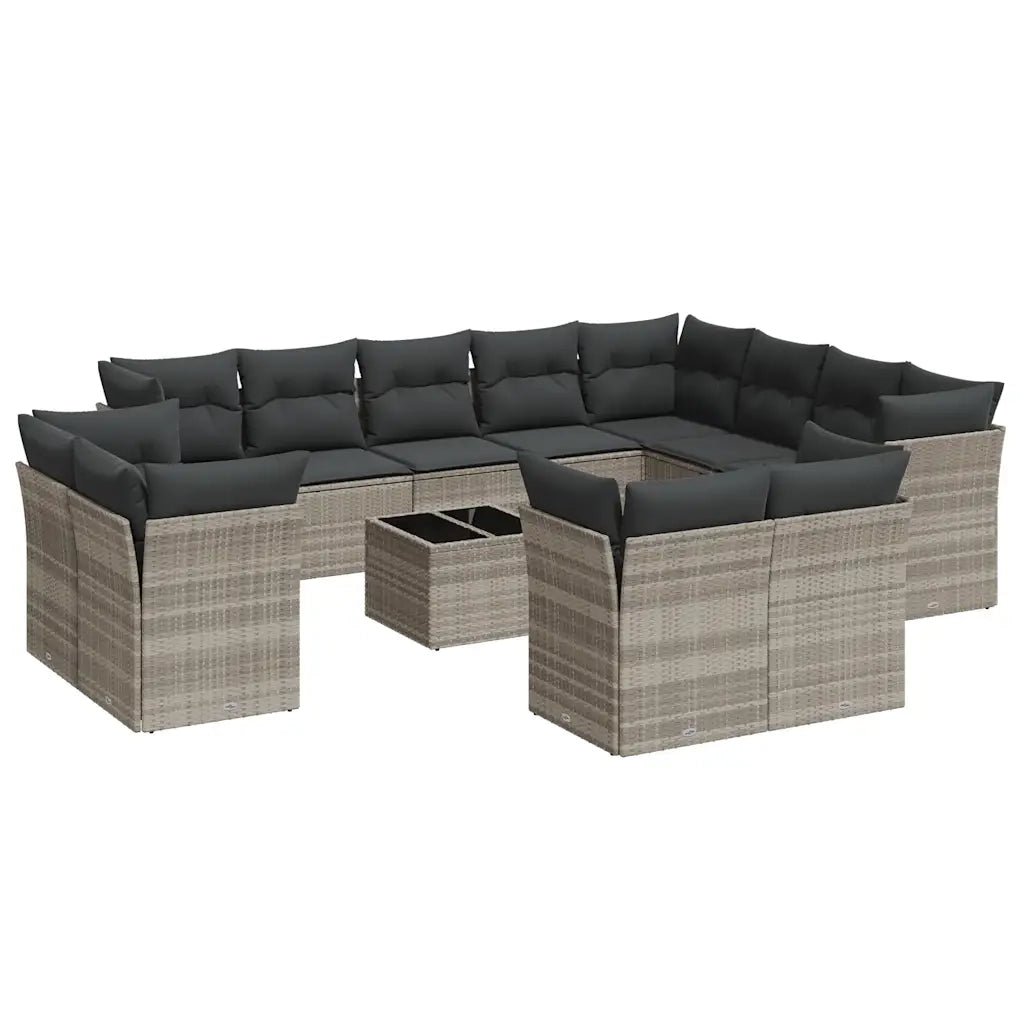 Set Divani Giardino 13 pz con Cuscini Grigio Chiaro Polyrattan 3250381