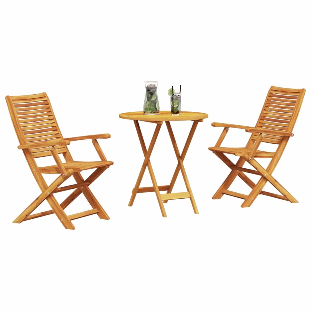 Set Bistro Pieghevole 3 pcs Marrone Legno di Acacia Massello 3375695