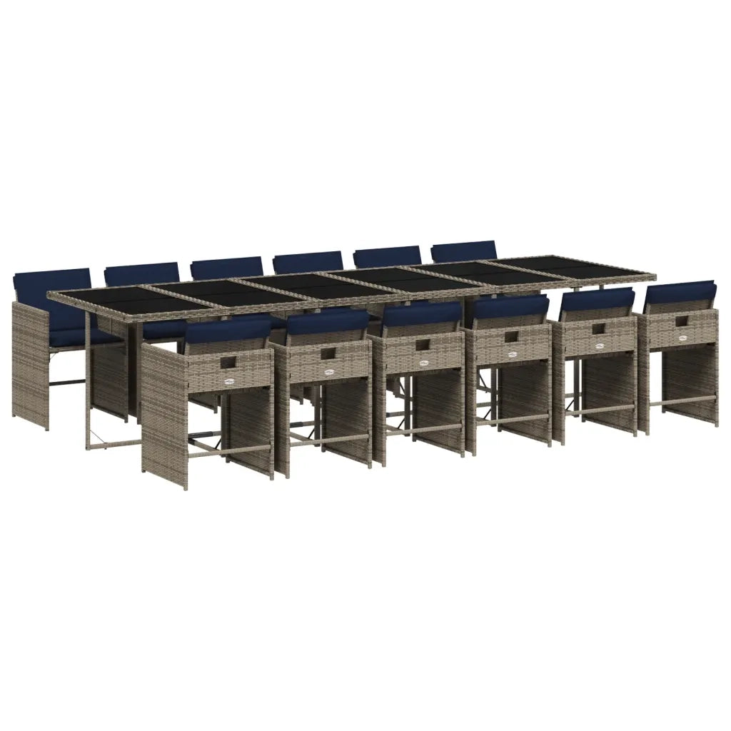 Set da pranzo da giardino da 13 pz con Cuscini in Polyrattan Grigio 3277896