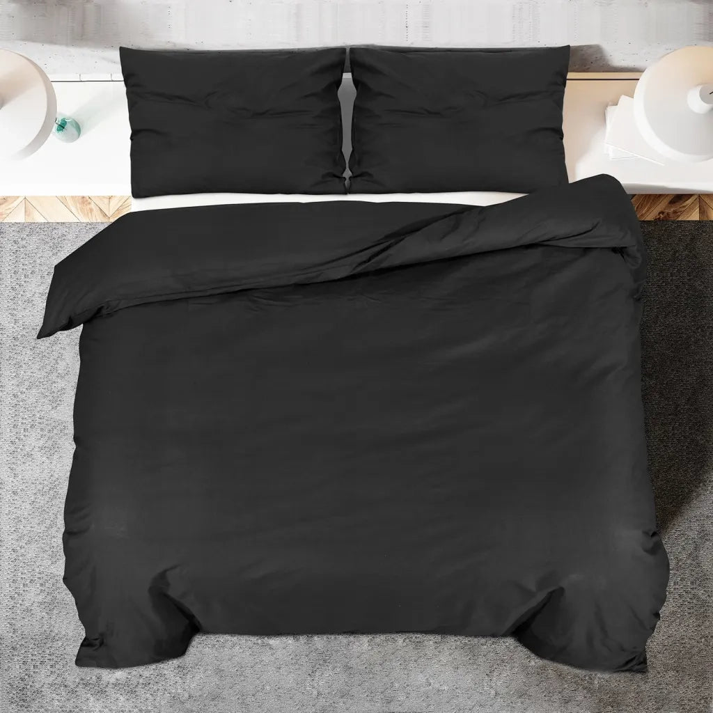 Set Copripiumino Nero 260x240 cm in Microfibra Leggera 135972