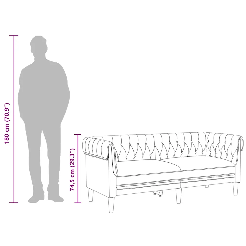 Divano Chesterfield a 2 Posti Grigio Chiaro in Tessuto 372547