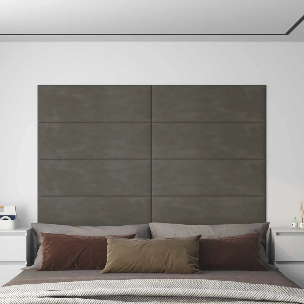 Testiera | Testata da Parete 12 pcs Grigio Scuro Velluto