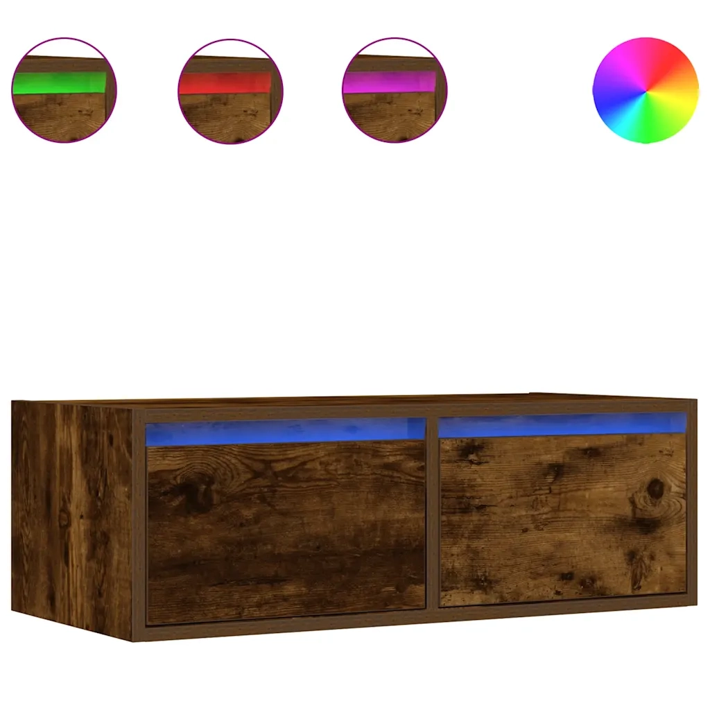 Mobile Porta TV con Luci LED-Mobile per TV-Credenza TV Rovere Fumo 75x35,5x25 cm