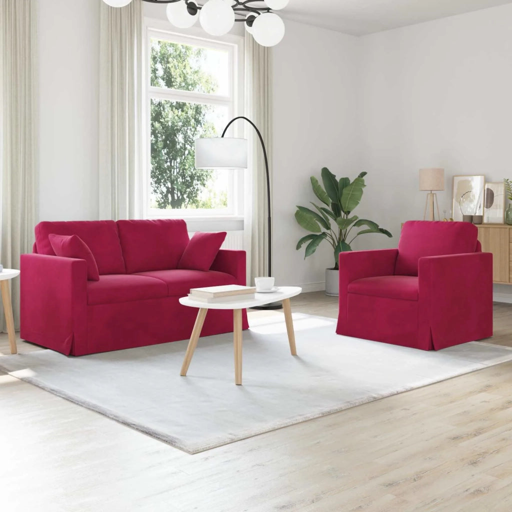 Set di divani 2 pcs Rosso Vino 138 x 78 x 80 cm Velluto 3407512
