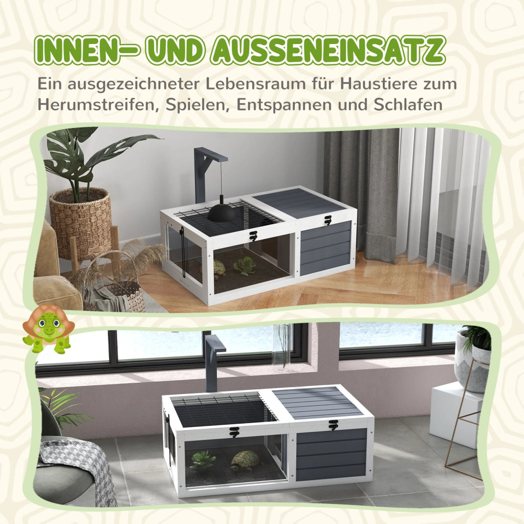 Casetta per Tartarughe con 2 Scomparti ¨C Minimal ¨C Grigio Legno