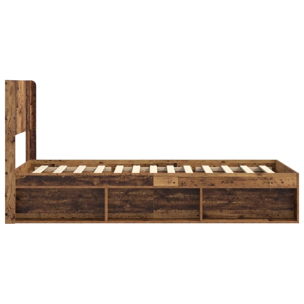Struttura del letto con stoccaggio e testata Legno antico 3414257