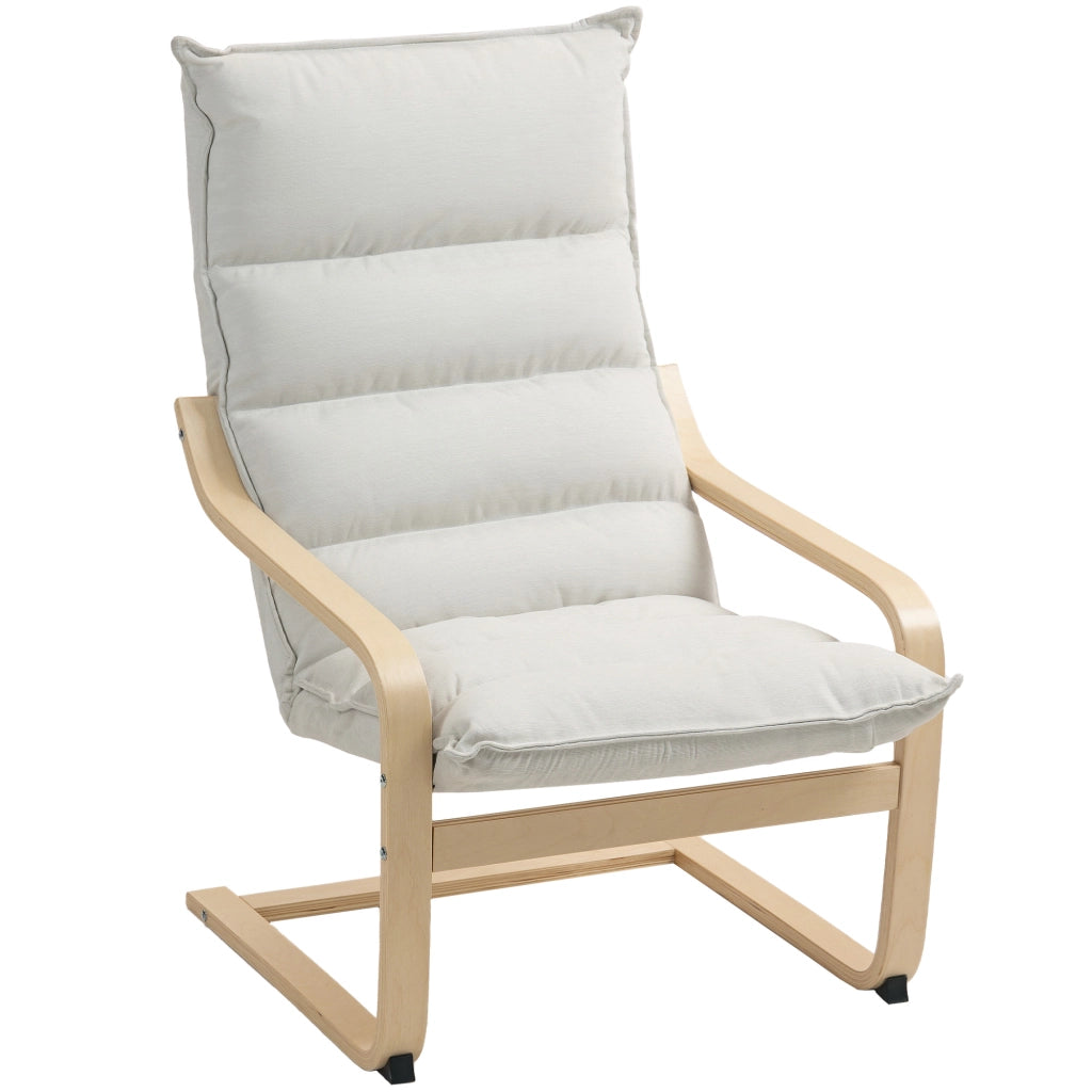 Poltrona con Schienale Alto ¨C Xylo ¨C Tessuto Velluto Crema Gambe Legno 67x83x105 cm