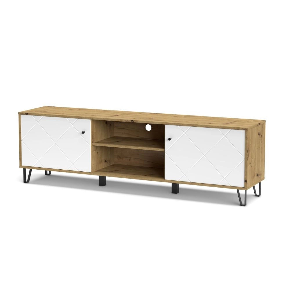 Porta TV Bollo 2 colore rovere e bianco H55.20xL183.40xP40