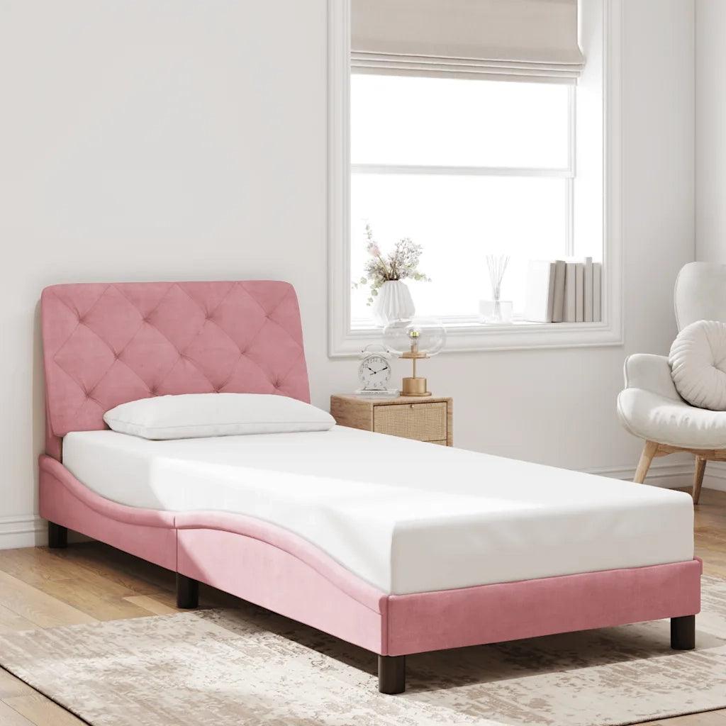 Giroletto senza Materasso Rosa 90x190 cm in Velluto