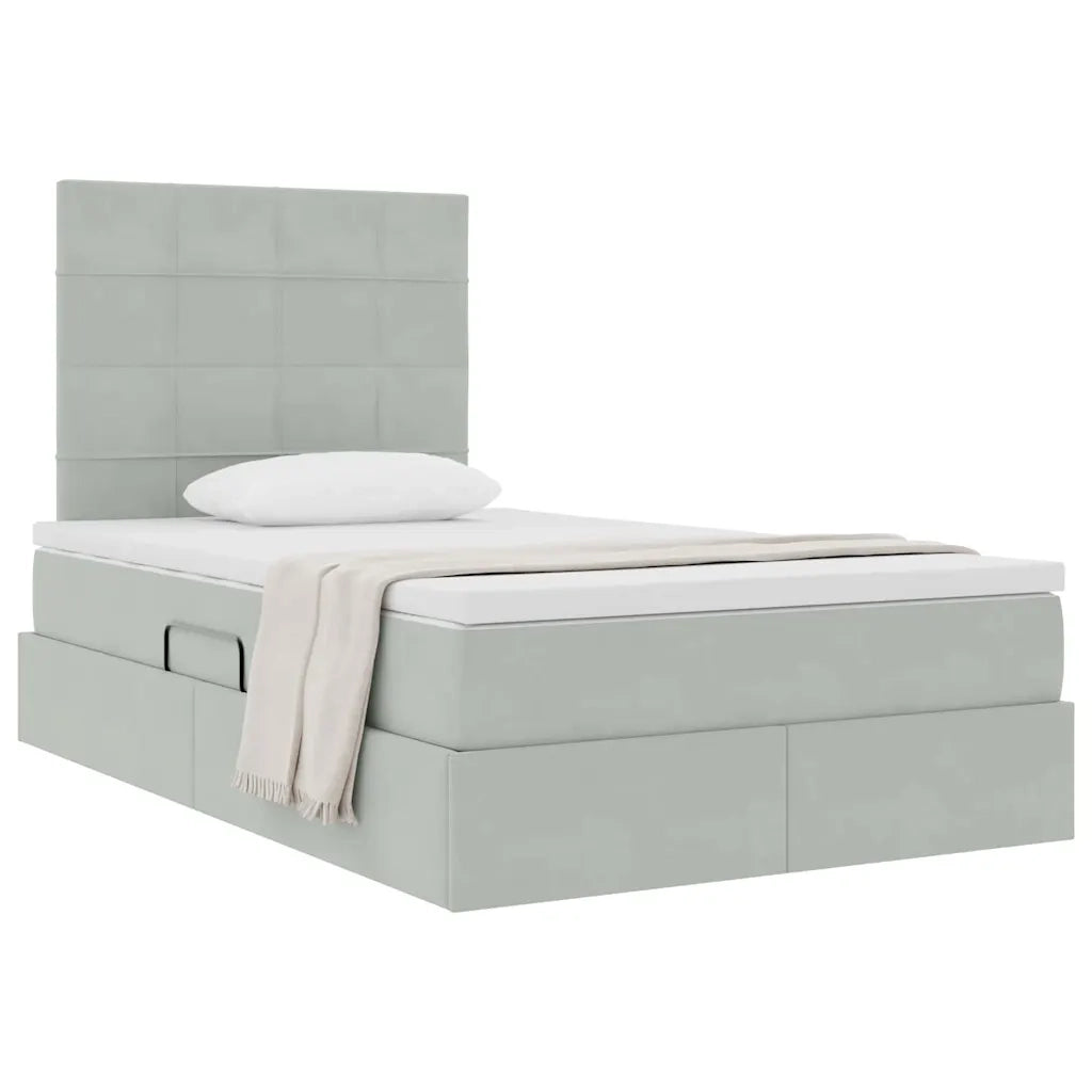 Letto con contenitore e materasso Grigio chiaro 120 x 200 cm