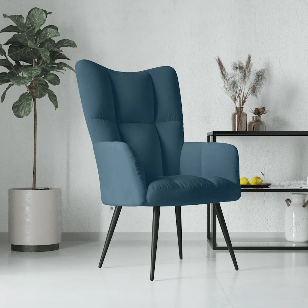 Sedia Relax Blu in Velluto 328083